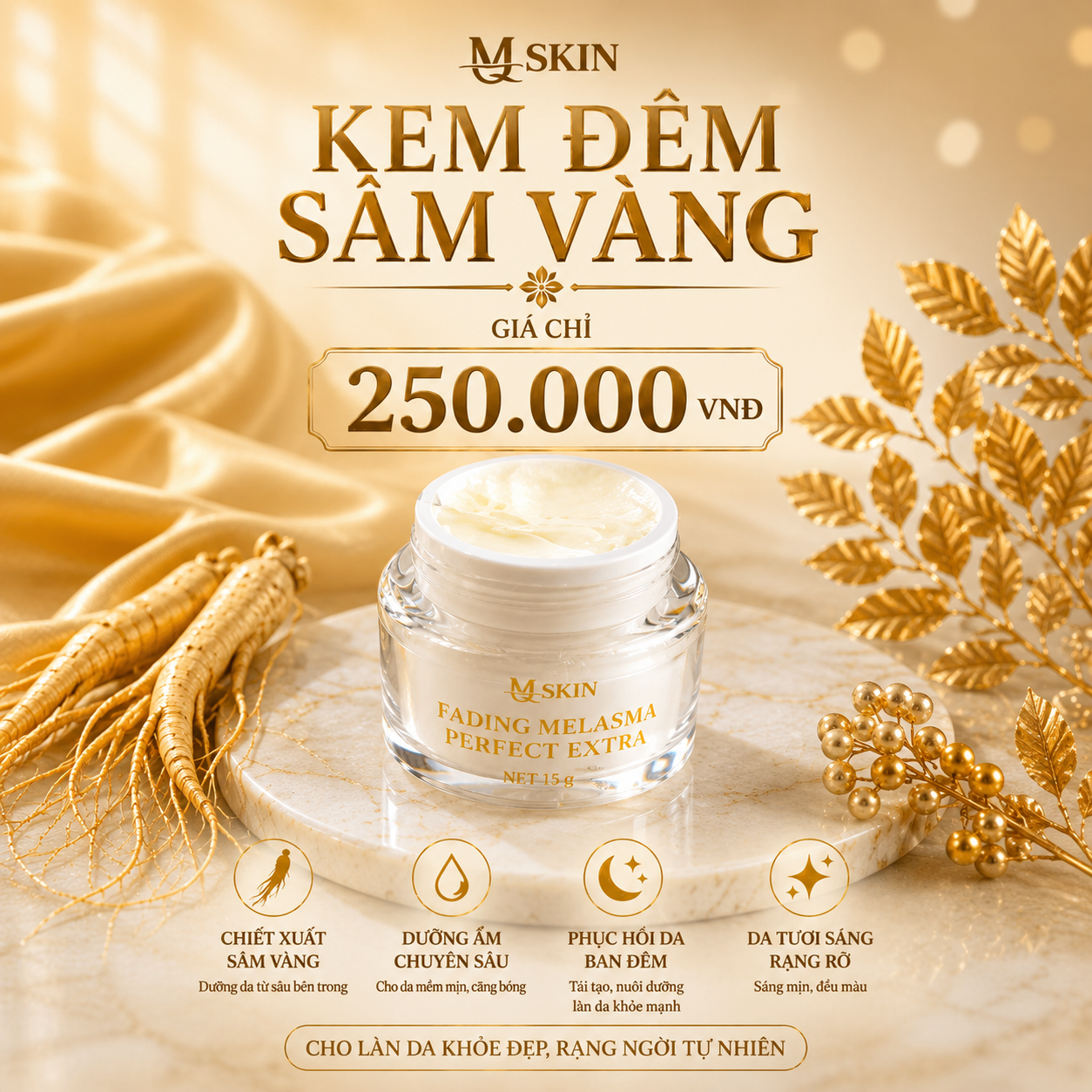 Kem đêm mqskin sâm vàng