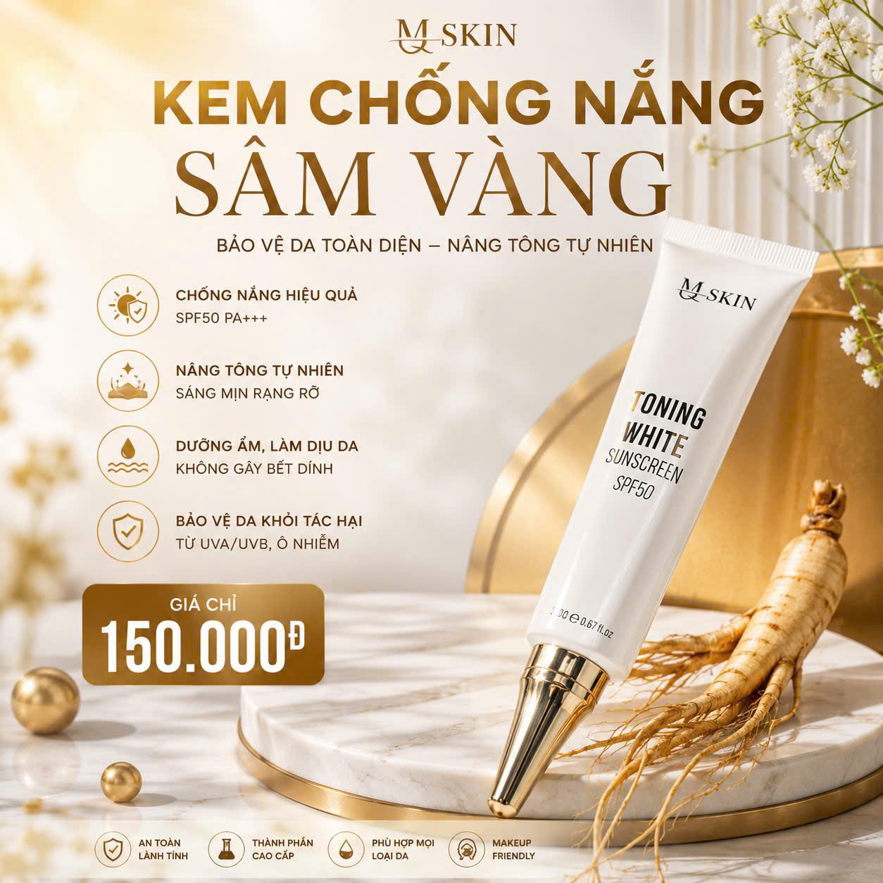 kem chống nắng sâm vàng