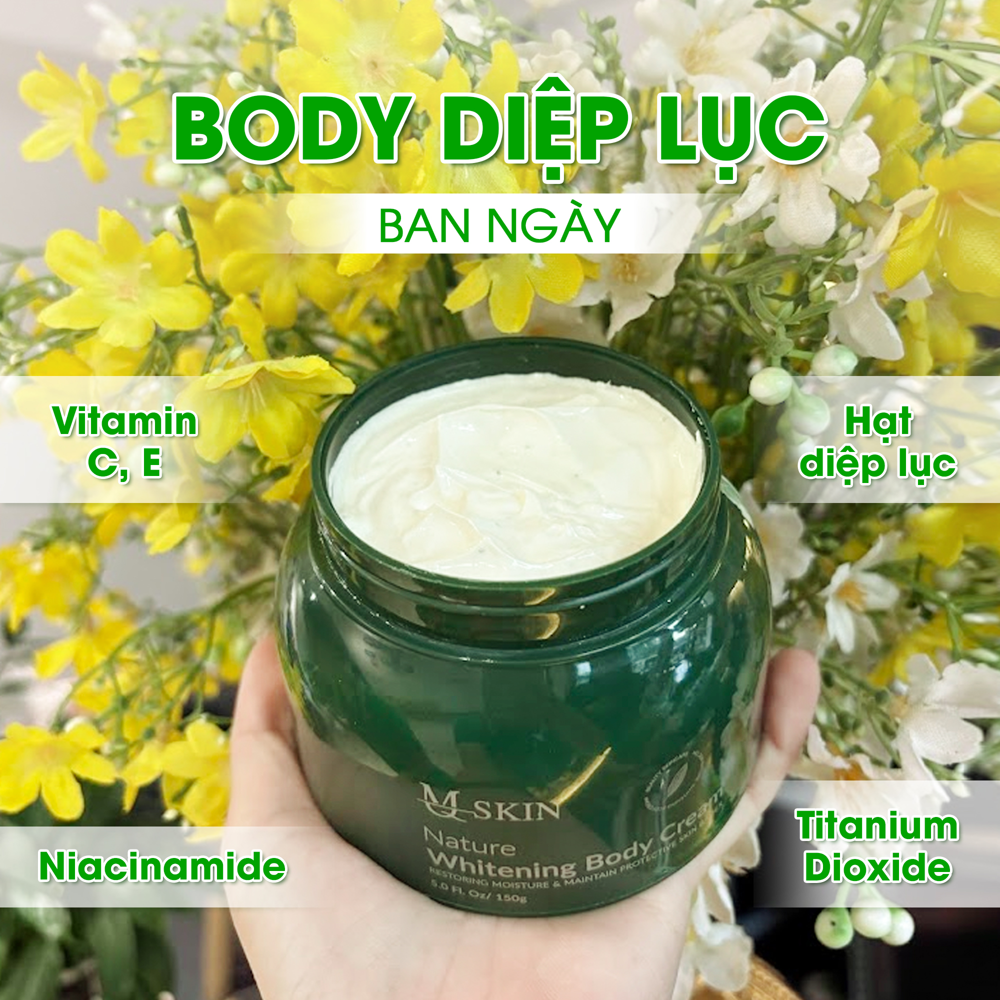 Kem Body MQ Skin – Dưỡng Trắng Toàn Thân, Thấm Nhanh, Không Nhờn Rít